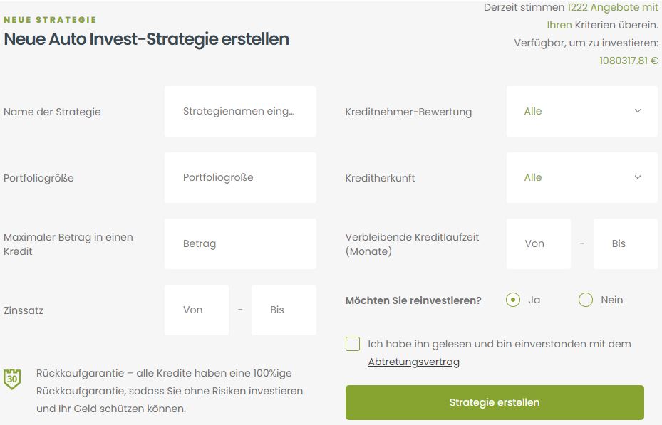 Moncera - Auto-Invest erstellen