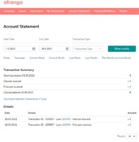 Afranga - Kontoauszug für Steuererklärung